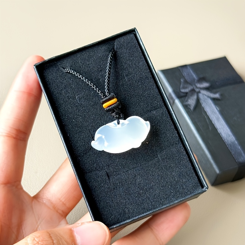 Natural White Agate Little Flying Pig Hand-Carved Pendant